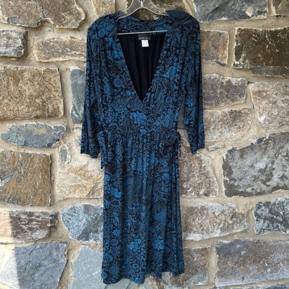 Athleta Floral Faux Wrap Dress Size Large